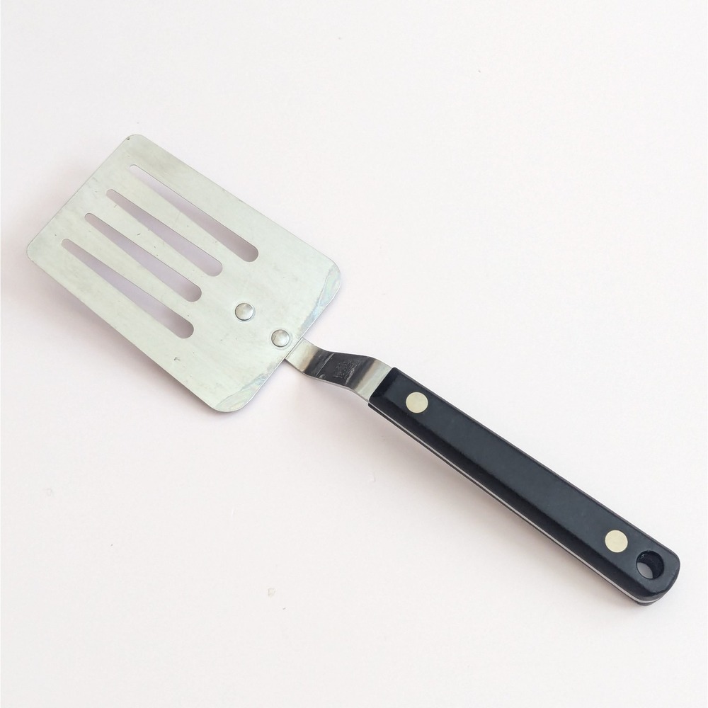 Vintage Ekco Flint Stainless USA 9.5" SHORT HANDLE Slotted Spatula Flipper